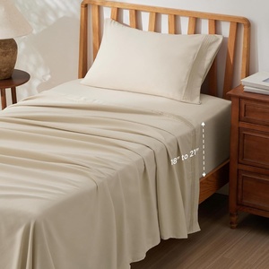 Bedsure Deep Pocket Queen Sheets Set – Fits Mattresses Up to 21 Inches Thick – 4 Piece GentleSoft Bed Sheets, Moisture Wicking, Soft & Cooling Bedsheet & Pillowcases, Easy & Secure Fit, Linen(04 – Beige)