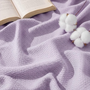 Bedsure GentleSoft 100% Cotton Blanket Twin XL Size for Bed – Cooling Breathable and Lightweight, Soft Cozy Textured Herringbone Woven Summer Blanket for College Dorm, Linen Beige, 66×90 inches(06 – Light Purple)