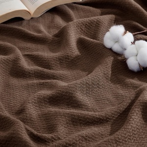 Bedsure GentleSoft 100% Cotton Blanket Twin XL Size for Bed – Cooling Breathable and Lightweight, Soft Cozy Textured Herringbone Woven Summer Blanket for College Dorm, Linen Beige, 66×90 inches(10 – Brown)