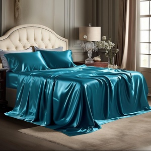 Bedsure Grey Satin Sheets Queen Size, Soft Silky Bedsheets for Hair & Skin | Similar to Silk Bed Sheets Set 4 Piece 360°Stronger 15 Inches Deep Pocket Fitted Sheet,1 Flat Sheet, 2 Satin Pillowcases(09 – Teal)