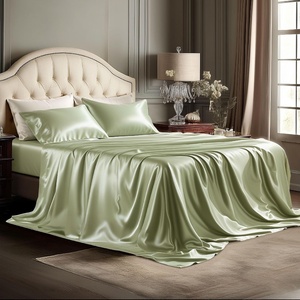 Bedsure Grey Satin Sheets Queen Size, Soft Silky Bedsheets for Hair & Skin | Similar to Silk Bed Sheets Set 4 Piece 360°Stronger 15 Inches Deep Pocket Fitted Sheet,1 Flat Sheet, 2 Satin Pillowcases(06 – Light Green)
