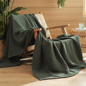 Bedsure Lightweight 100% Cotton Waffle Blanket, Twin XL, Linen | Summer, Breathable, Soft, Light, Thin, Bed, Couch, Sofa, Chair, 66″x90″, Sheet Blanket, Dorm Room Essentials, Guys, Girls(Olive Green)
