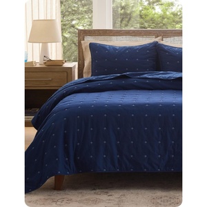 Bedsure PureWoven 100% Cotton Quilt Set, King Bedspread, Dusty Blue | Lightweight Breathable Coverlet & 2 Pillow Shams, 3-Piece Geometric Bedding Set, All-Season, Machine Washable, 106×96 in(09 – Navy Blue – Four Leaf Clover)