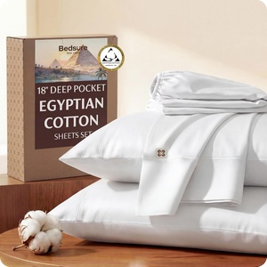 Bedsure PureWoven 100% Giza Egyptian Cotton King Sheets, CEA & BV Certified | 18″ Deep Pocket Sateen Sheets with Corner Straps, Durable & All-Season Breathable, Hotel Luxury, Oeko-Tex, Giftable, White(White)