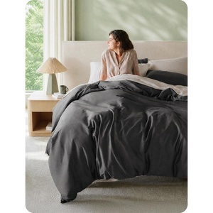 Bedsure PureWoven 100% Organic Cotton Queen Duvet Cover Set, Ivory | GOTS Certified, Luxury, Zipper Closure, Ultra-Soft Breathable, 2 Pillow Shams Included, 8 Ties, for Sensitive Skins, 90″x90″(Dark Gray (No Comforter))