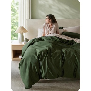 Bedsure PureWoven 100% Organic Cotton Queen Duvet Cover Set, Ivory | GOTS Certified, Luxury, Zipper Closure, Ultra-Soft Breathable, 2 Pillow Shams Included, 8 Ties, for Sensitive Skins, 90″x90″(Olive Green (No Comforter))