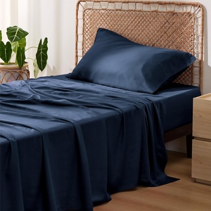 Bedsure PureWoven 100% Rayon Derived from Bamboo, Queen Sheets, 4 Pieces | Cooling Sheets for Hot Sleepers, Breathable & Silky Soft, 16″ Deep Pocket, Hotel Luxury Bedding, White(07 – Navy)