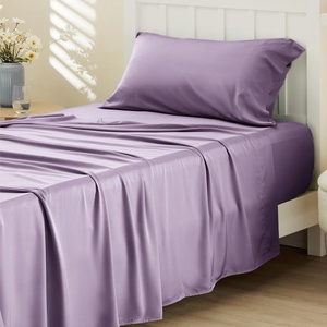 Bedsure PureWoven 100% Rayon Derived from Bamboo, Queen Sheets, 4 Pieces | Cooling Sheets for Hot Sleepers, Breathable & Silky Soft, 16″ Deep Pocket, Hotel Luxury Bedding, White(13 – Lilac)
