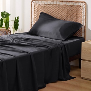 Bedsure PureWoven 100% Rayon Derived from Bamboo, Queen Sheets, 4 Pieces | Cooling Sheets for Hot Sleepers, Breathable & Silky Soft, 16″ Deep Pocket, Hotel Luxury Bedding, White(09 – Black)
