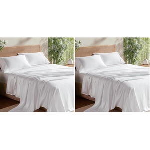 Bedsure PureWoven 100% Rayon Derived from Bamboo, Queen Sheets, 4 Pieces | Cooling Sheets for Hot Sleepers, Breathable & Silky Soft, 16″ Deep Pocket, Hotel Luxury Bedding, White(White)