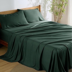 Bedsure PureWoven 100% Rayon Derived from Bamboo, Queen Sheets, 4 Pieces | Cooling Sheets for Hot Sleepers, Breathable & Silky Soft, 16″ Deep Pocket, Hotel Luxury Bedding, White(26 – Forest Green)