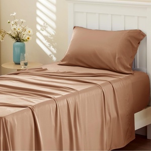 Bedsure PureWoven 100% Rayon Derived from Bamboo, Queen Sheets, 4 Pieces | Cooling Sheets for Hot Sleepers, Breathable & Silky Soft, 16″ Deep Pocket, Hotel Luxury Bedding, White(24 – Khaki)