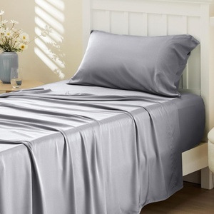 Bedsure PureWoven 100% Rayon Derived from Bamboo, Queen Sheets, 4 Pieces | Cooling Sheets for Hot Sleepers, Breathable & Silky Soft, 16″ Deep Pocket, Hotel Luxury Bedding, White(04 – Silver Grey)