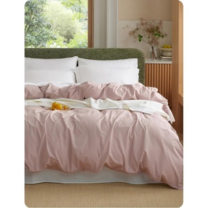 Bedsure PureWoven 100% Washed Cotton Duvet Cover Only, Queen,Frosted Almond | Linen Like Textured, Minimalist Bedding, Plain Soft for All Seasons, Zipper Closure, 8 Corner Ties, Good Housekeeping Seal(07 – Petal Pink (Duvet Cover Only))