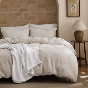 Bedsure PureWoven 3 Pieces 100% Cotton Waffle Duvet Cover Set, Queen, White | Waffle Weave Texture, Soft, Skin-Friendly, Breathable, All-Season, Machine Washable, Home Decor Gift, Good Housekeeping Seal(19 – Space-dyed Linen (No Comforter))