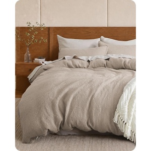Bedsure PureWoven 3 Pieces 100% Cotton Waffle Duvet Cover Set, Queen, White | Waffle Weave Texture, Soft, Skin-Friendly, Breathable, All-Season, Machine Washable, Home Decor Gift, Good Housekeeping Seal(05 – Khaki (No Comforter))