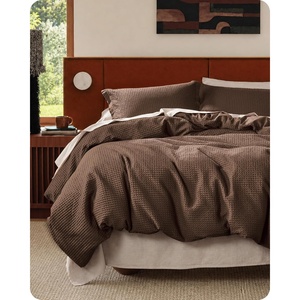 Bedsure PureWoven 3 Pieces 100% Cotton Waffle Duvet Cover Set, Queen, White | Waffle Weave Texture, Soft, Skin-Friendly, Breathable, All-Season, Machine Washable, Home Decor Gift, Good Housekeeping Seal(06 – Chocolate Brown (No Comforter))