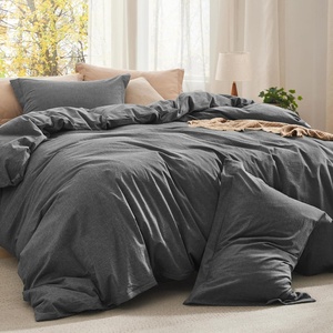 Bedsure PureWoven Cotton Comforter Set Prewashed, Queen Grayish Olive Green | Cotton Fabric, Microfiber Inner Fill, Soft, Breathable, Natural Wrinkle, 1 Comforter(90″ X 90″), 2 Pillow Shams(20″x26″)(03 – Dark Grey)