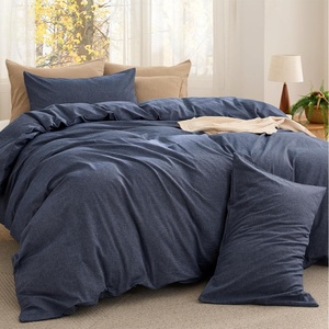 Bedsure PureWoven Cotton Comforter Set Prewashed, Queen Grayish Olive Green | Cotton Fabric, Microfiber Inner Fill, Soft, Breathable, Natural Wrinkle, 1 Comforter(90″ X 90″), 2 Pillow Shams(20″x26″)(13 – Denim Blue)