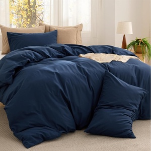 Bedsure PureWoven Cotton Comforter Set Prewashed, Queen Grayish Olive Green | Cotton Fabric, Microfiber Inner Fill, Soft, Breathable, Natural Wrinkle, 1 Comforter(90″ X 90″), 2 Pillow Shams(20″x26″)(08 – Navy)