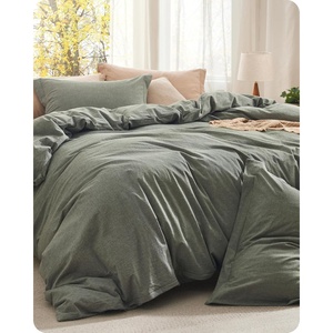 Bedsure PureWoven Cotton Comforter Set Prewashed, Queen Grayish Olive Green | Cotton Fabric, Microfiber Inner Fill, Soft, Breathable, Natural Wrinkle, 1 Comforter(90″ X 90″), 2 Pillow Shams(20″x26″)(02 – Grayish Olive Green)