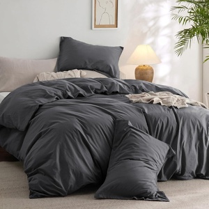 Bedsure PureWoven Cotton Comforter Set Prewashed, Queen Grayish Olive Green | Cotton Fabric, Microfiber Inner Fill, Soft, Breathable, Natural Wrinkle, 1 Comforter(90″ X 90″), 2 Pillow Shams(20″x26″)(01 – Charcoal Grey)