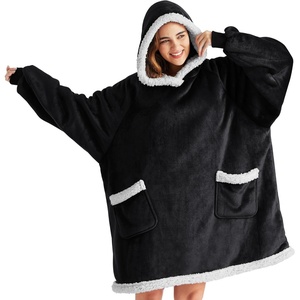Bedsure Wearable Blanket Sherpa Hoodie Gifts, Sweatshirt, Grey, Standard | Gifts for Women/Men, Warm, Soft Cozy, Sherpa Fleece, Machine Wash, Birthday Gifts(Black)