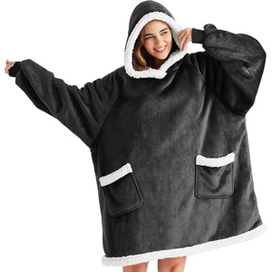 Bedsure Wearable Blanket Sherpa Hoodie Gifts, Sweatshirt, Grey, Standard | Gifts for Women/Men, Warm, Soft Cozy, Sherpa Fleece, Machine Wash, Birthday Gifts(Grey Black)
