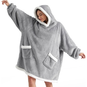 Bedsure Wearable Blanket Sherpa Hoodie Gifts, Sweatshirt, Grey, Standard | Gifts for Women/Men, Warm, Soft Cozy, Sherpa Fleece, Machine Wash, Birthday Gifts(Grey)