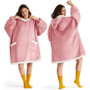 Bedsure Wearable Blanket Sherpa Hoodie Gifts, Sweatshirt, Grey, Standard | Gifts for Women/Men, Warm, Soft Cozy, Sherpa Fleece, Machine Wash, Birthday Gifts(Mellow Rose)