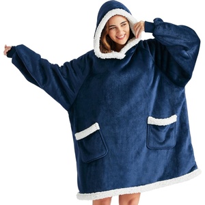 Bedsure Wearable Blanket Sherpa Hoodie Gifts, Sweatshirt, Grey, Standard | Gifts for Women/Men, Warm, Soft Cozy, Sherpa Fleece, Machine Wash, Birthday Gifts(Navy)