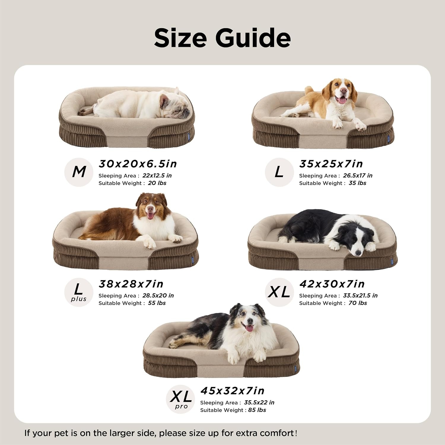 image:imageBedsure 360Oval Bolster Orthopedic Dog Bed Medium Size Dog30 Blue EggCrate Foam for Senior Dogs Big Comfort Pet Sofa Couch with UltraSoft Fleece Waterproof Washable CoverWalnut