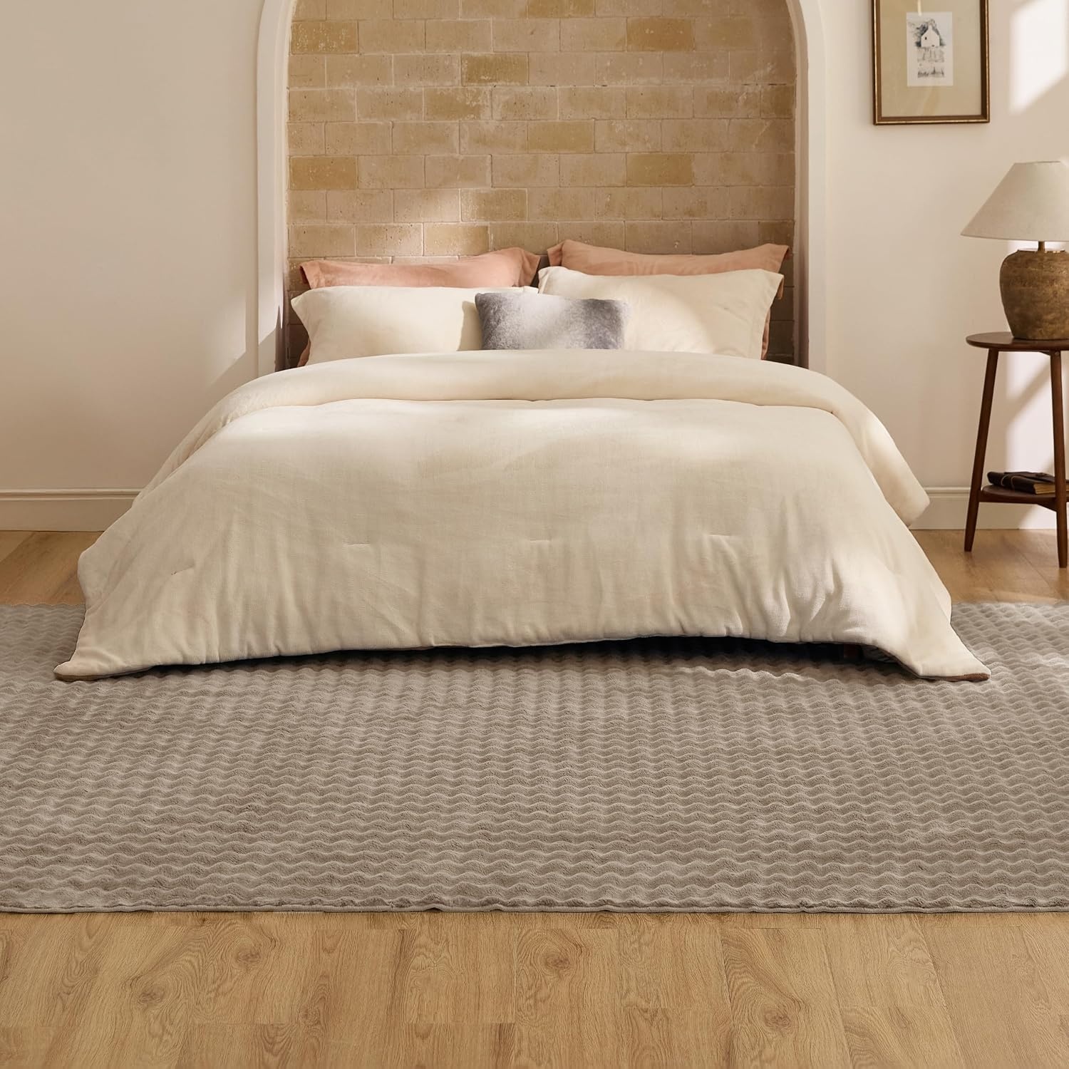 image:imageBedsure 8x10 Printed JuteLook Living Room Rug Machine Washable NonSlip Soft Faux Cashmere Feel Realistic JuteLook Print NonShedding LowPile 4 Grip Pads Included Pet amp Kids Friendly02 Brown