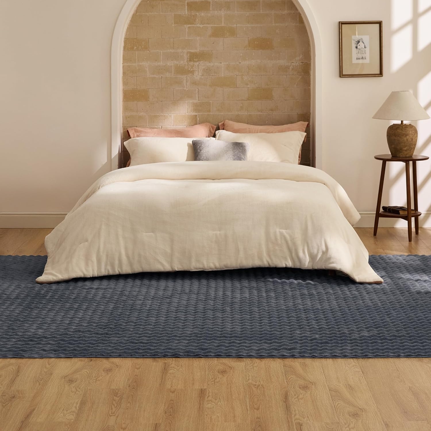 image:imageBedsure 8x10 Printed JuteLook Living Room Rug Machine Washable NonSlip Soft Faux Cashmere Feel Realistic JuteLook Print NonShedding LowPile 4 Grip Pads Included Pet amp Kids Friendly04 Grey