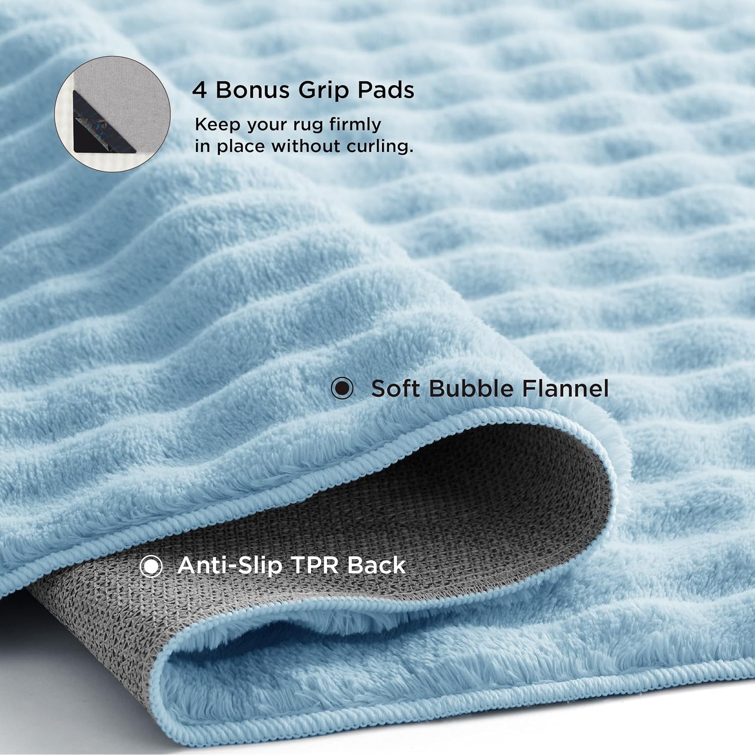 image:imageBedsure 8x10 Printed JuteLook Living Room Rug Machine Washable NonSlip Soft Faux Cashmere Feel Realistic JuteLook Print NonShedding LowPile 4 Grip Pads Included Pet amp Kids Friendly05 Blue