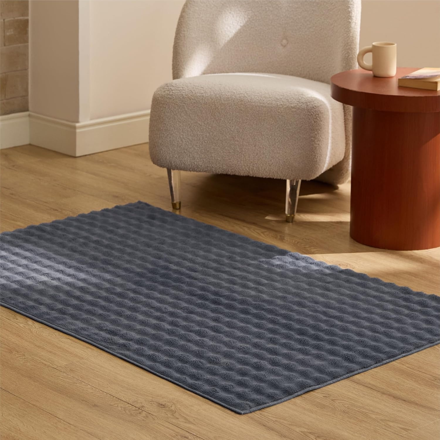 image:imageBedsure 8x10 Printed JuteLook Living Room Rug Machine Washable NonSlip Soft Faux Cashmere Feel Realistic JuteLook Print NonShedding LowPile 4 Grip Pads Included Pet amp Kids Friendly04 Grey