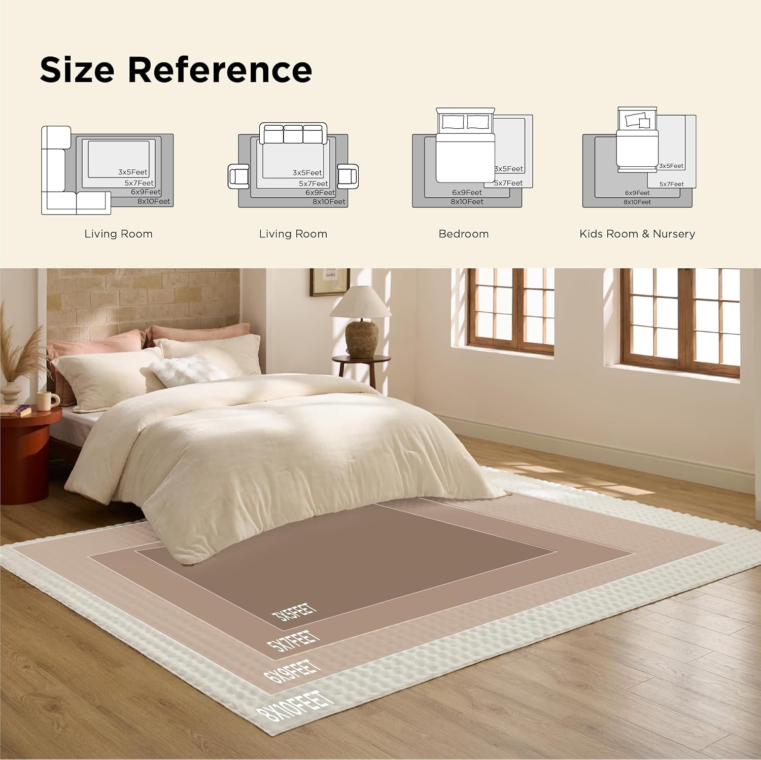 image:imageBedsure 8x10 Printed JuteLook Living Room Rug Machine Washable NonSlip Soft Faux Cashmere Feel Realistic JuteLook Print NonShedding LowPile 4 Grip Pads Included Pet amp Kids Friendly02 Brown