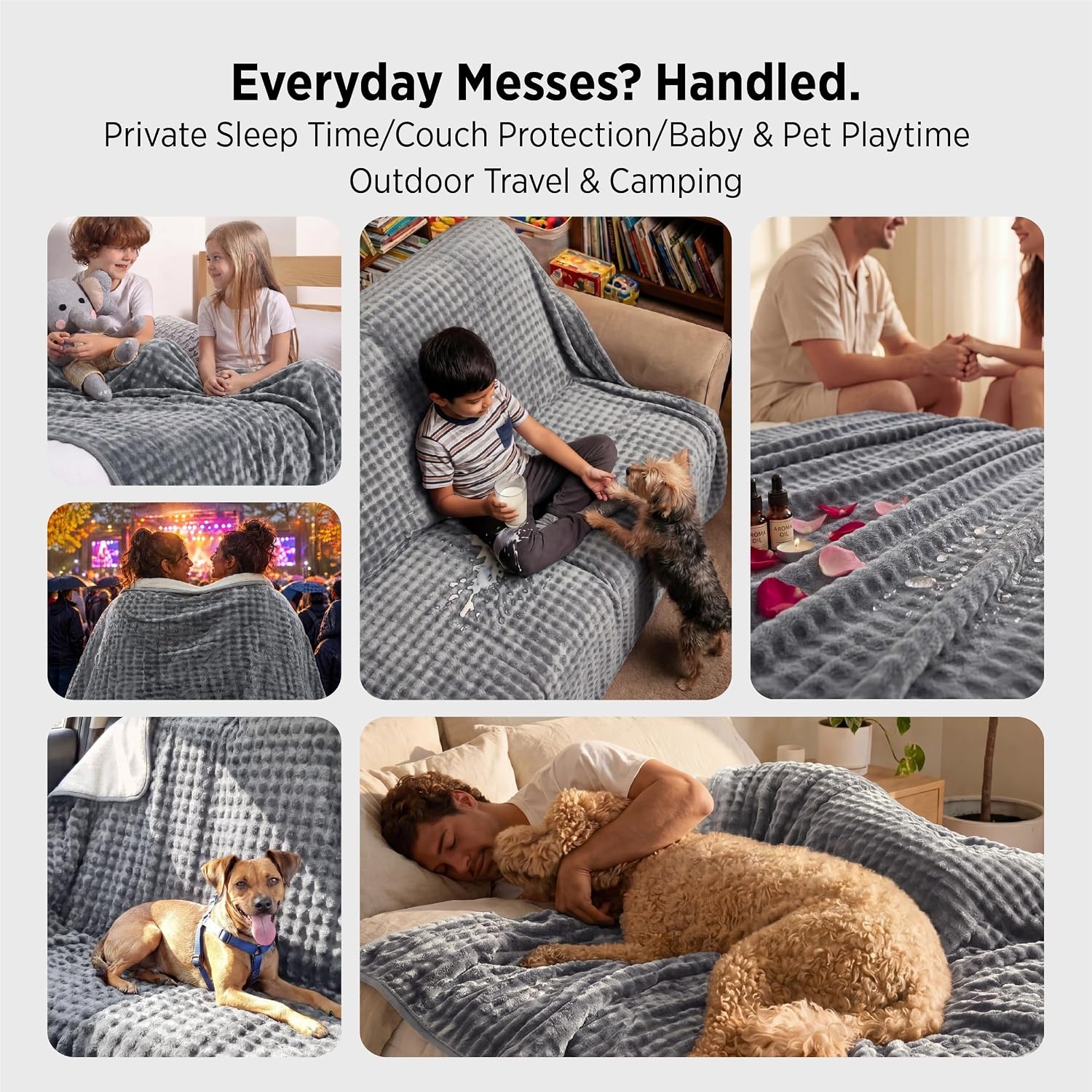 image:imageBedsure Bubble Waterproof Blanket for Bed Soft Fleece Reversible Dog Blankets for Large Dogs Waterproof Couch Sofa Cover Bed Protector PinkBeige Queen 90x90 inchesGreyWhite
