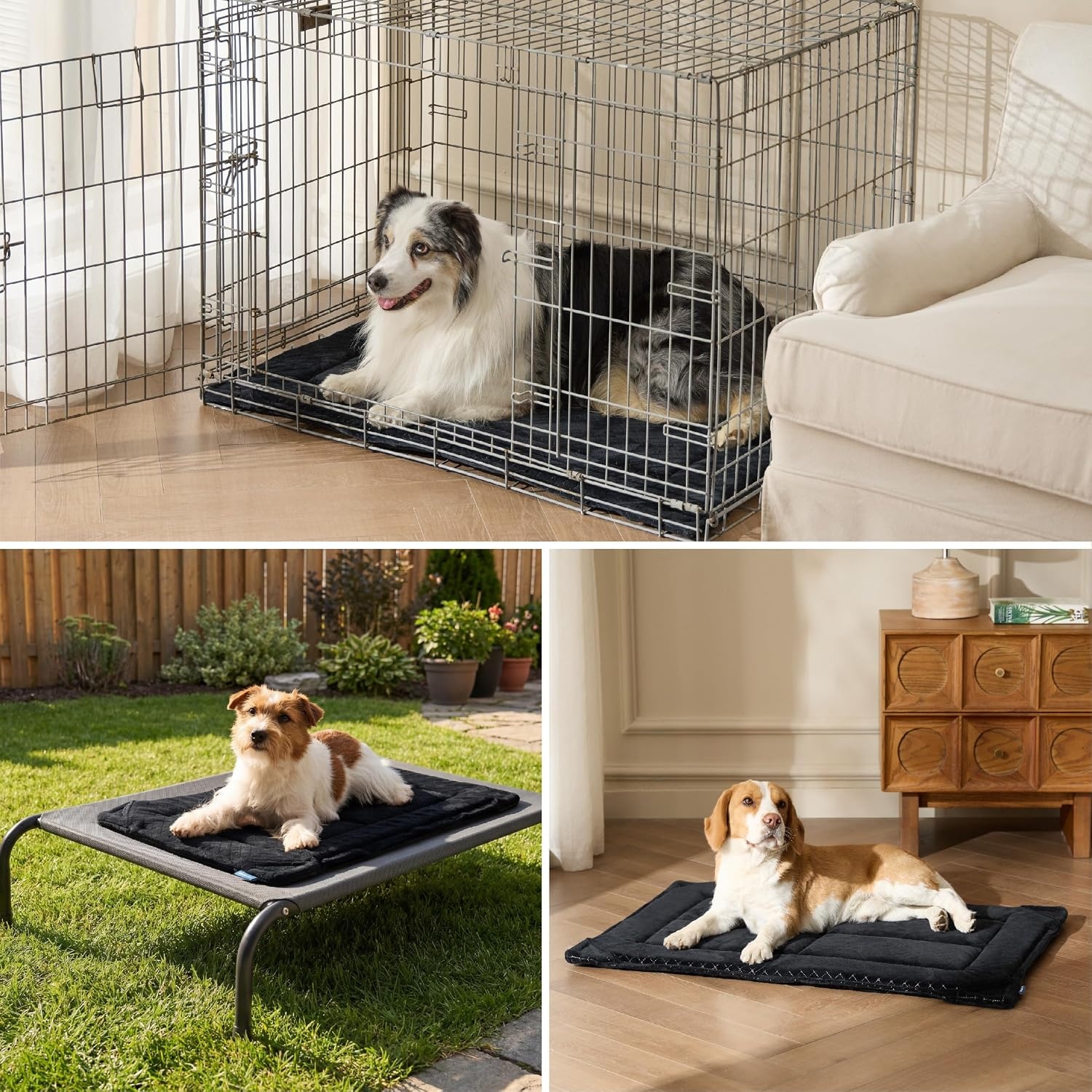image:imageBedsure Chew Proof XL Dog Bed 41x27 Inch Black Chew Resistant Dog Crate Pad Durable Pet Kennel Mat Reinforced Corners Machine Washable Soft Velvet Surface Easy to CleanXLCrate 41L x 27W x 1Th