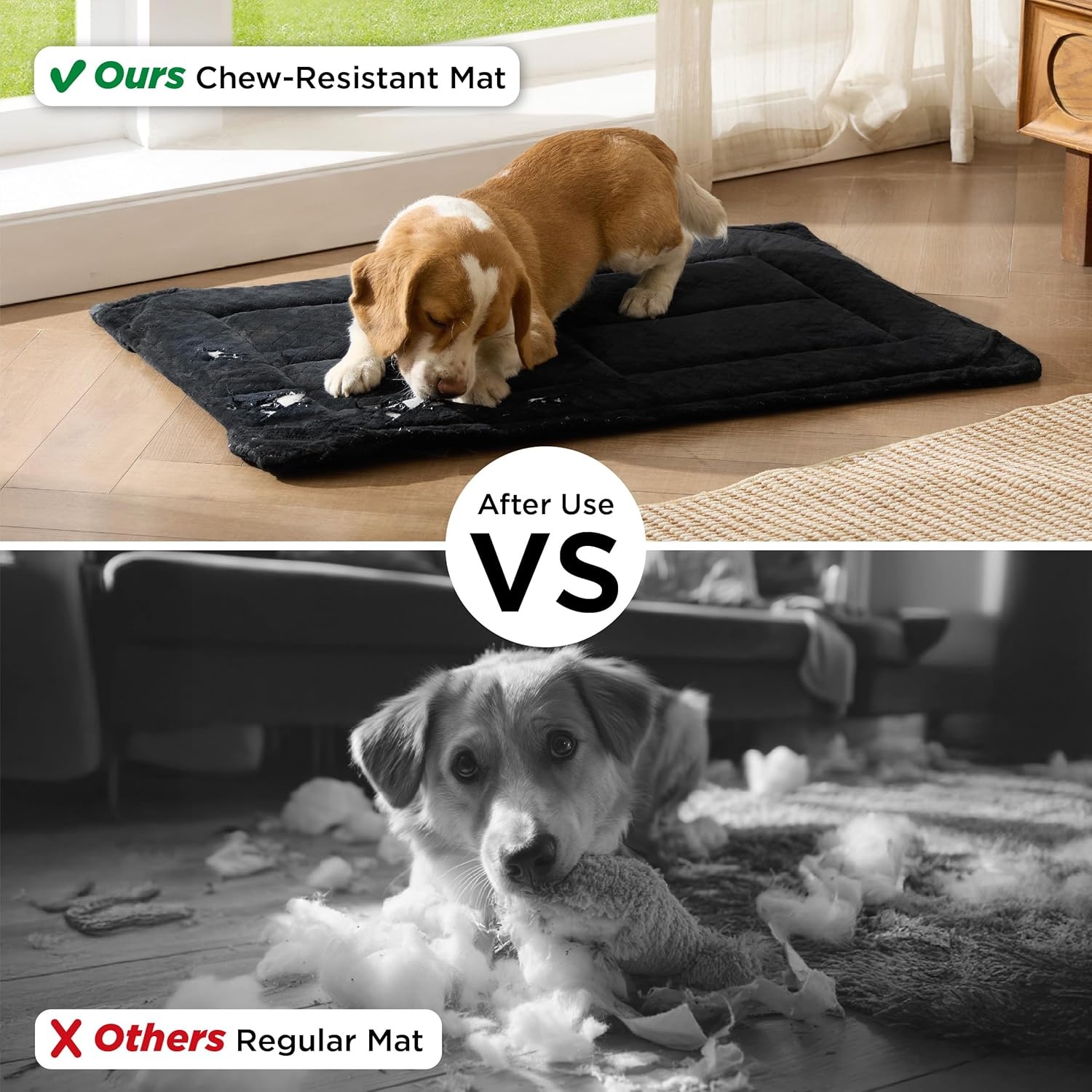 image:imageBedsure Chew Proof XL Dog Bed 41x27 Inch Black Chew Resistant Dog Crate Pad Durable Pet Kennel Mat Reinforced Corners Machine Washable Soft Velvet Surface Easy to CleanXLCrate 41L x 27W x 1Th