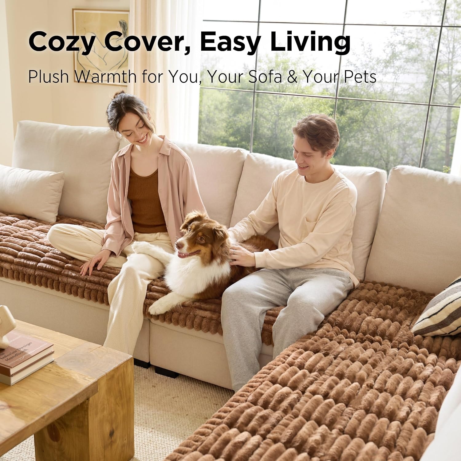 image:imageBedsure Comfyfleece Sofa Cover Couch Covers for Dogs 276 x 827 White NonSlip 300gsm Thick Quilted Padding UltraSoft Corduroy Flannel Machine Washable for 3Cushion3SeaterLShaped CouchCopper Brown