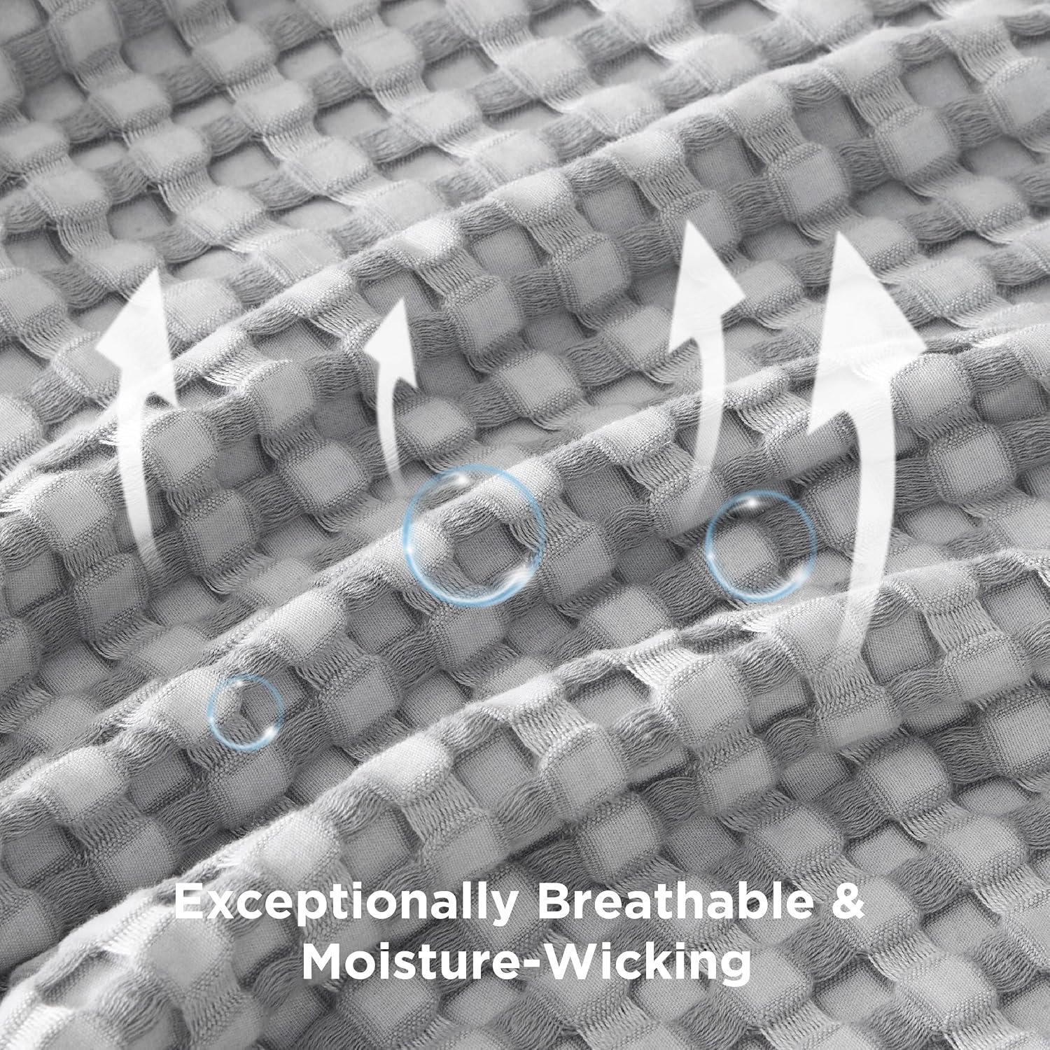 image:imageBedsure Cooling Cotton Waffle Full Size Blanket Lightweight Breathable Blanket of Rayon Derived from Bamboo for Hot Sleepers Luxury Throws for Bed Couch and Sofa Ivory 80x90 InchesGrey