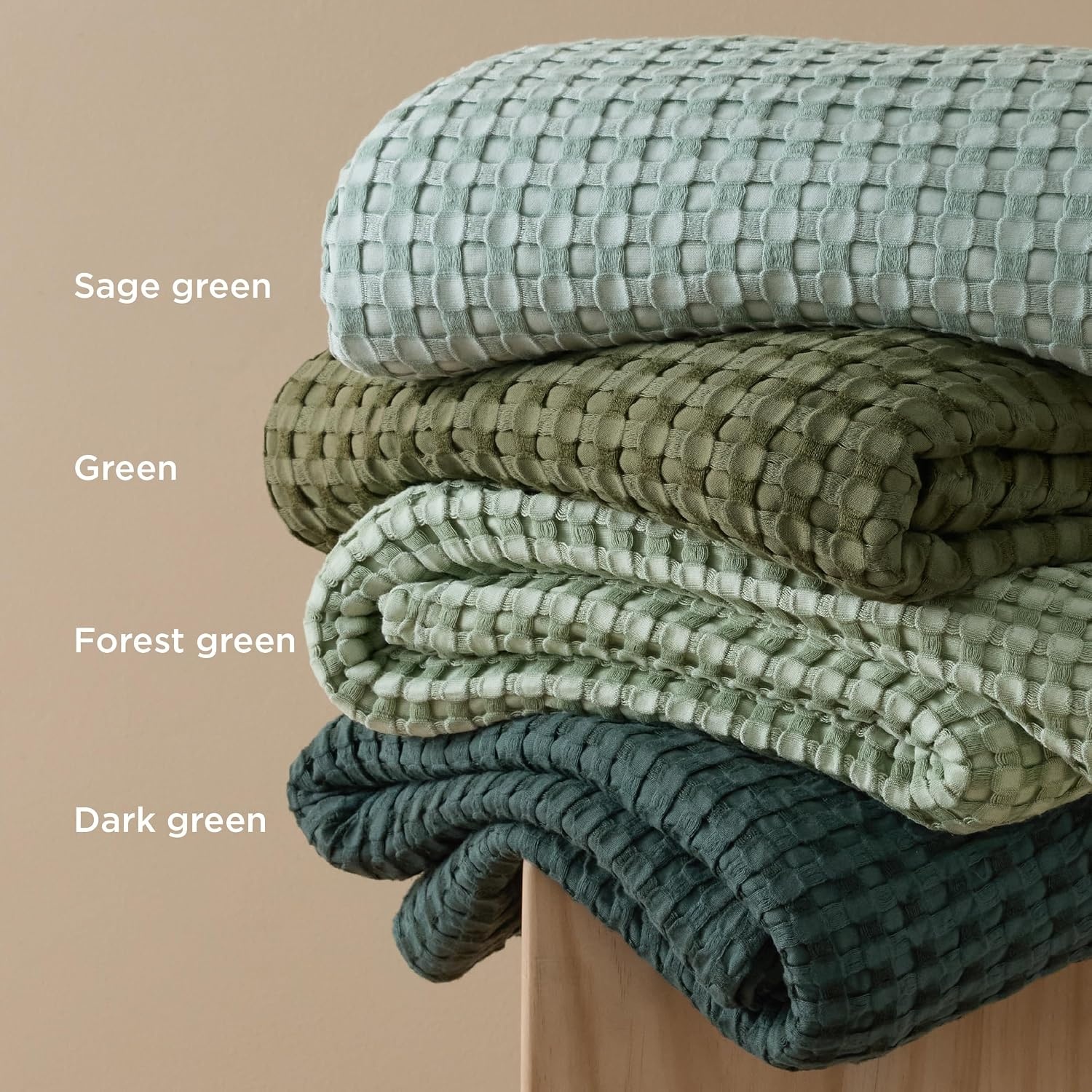 image:imageBedsure Cooling Cotton Waffle Full Size Blanket Lightweight Breathable Blanket of Rayon Derived from Bamboo for Hot Sleepers Luxury Throws for Bed Couch and Sofa Ivory 80x90 InchesMint Green