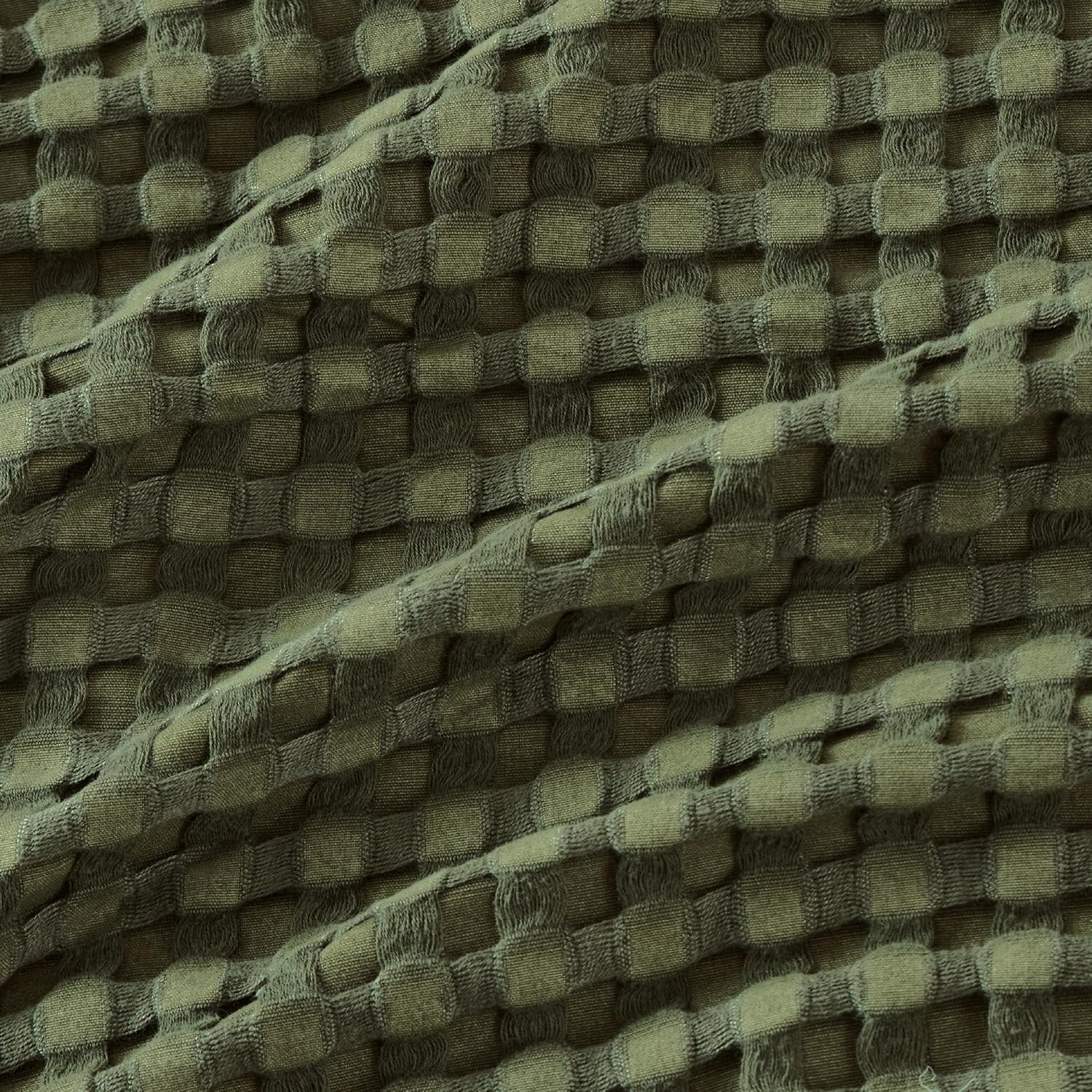 image:imageBedsure Cooling Cotton Waffle Full Size Blanket Lightweight Breathable Blanket of Rayon Derived from Bamboo for Hot Sleepers Luxury Throws for Bed Couch and Sofa Ivory 80x90 InchesOlive Green