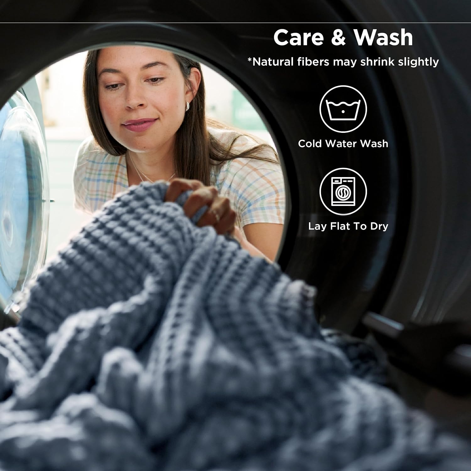 image:imageBedsure Cooling Cotton Waffle Full Size Blanket Lightweight Breathable Blanket of Rayon Derived from Bamboo for Hot Sleepers Luxury Throws for Bed Couch and Sofa Ivory 80x90 InchesDusty Blue
