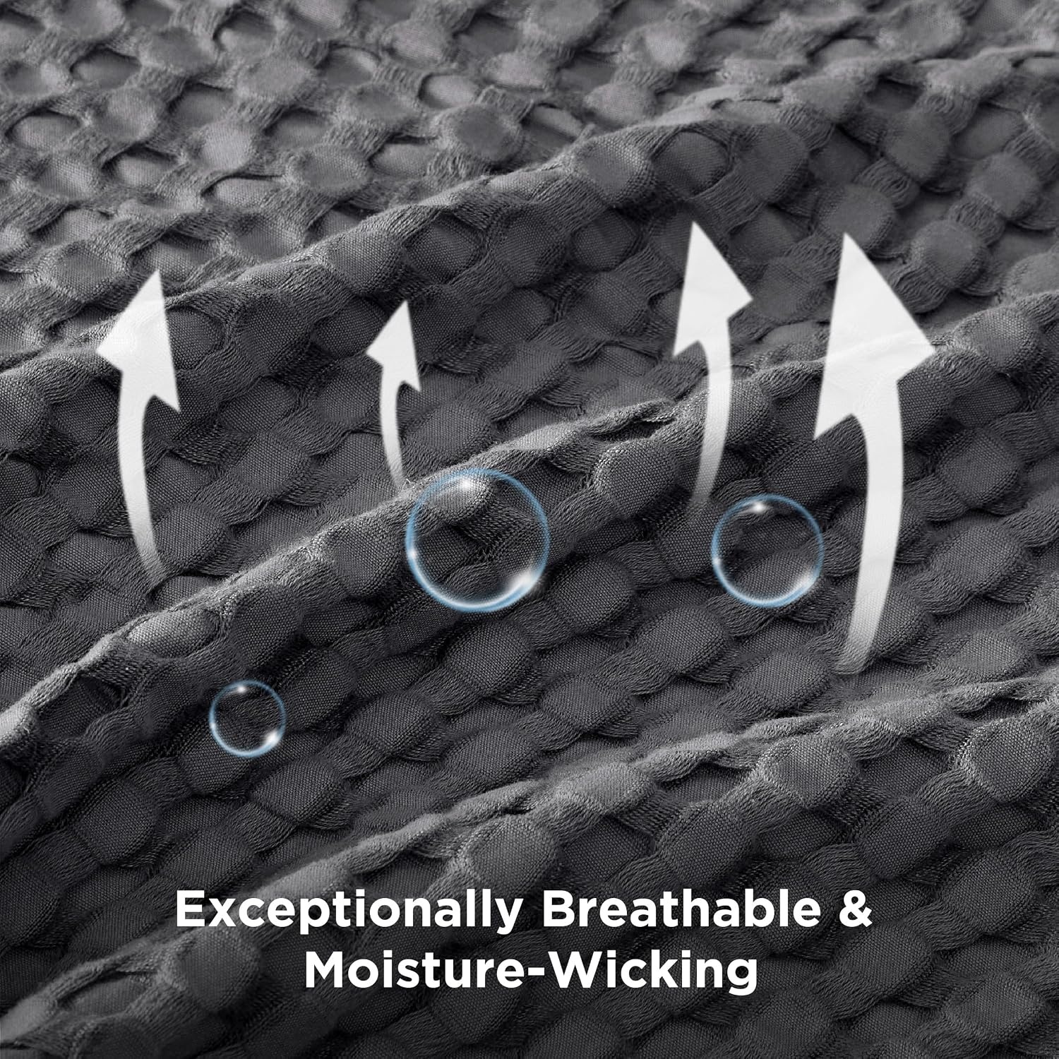 image:imageBedsure Cooling Cotton Waffle Full Size Blanket Lightweight Breathable Blanket of Rayon Derived from Bamboo for Hot Sleepers Luxury Throws for Bed Couch and Sofa Ivory 80x90 Inches02 Dark Grey