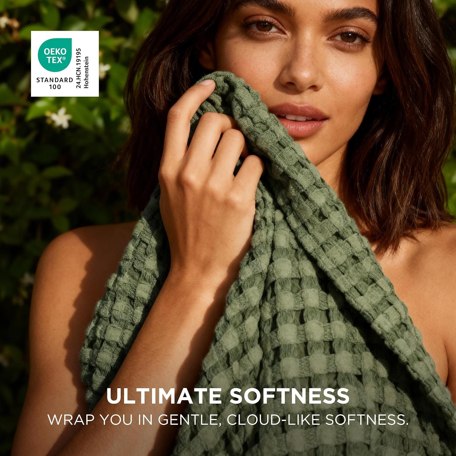 image:imageBedsure Cooling Cotton Waffle Full Size Blanket Lightweight Breathable Blanket of Rayon Derived from Bamboo for Hot Sleepers Luxury Throws for Bed Couch and Sofa Ivory 80x90 InchesOlive Green