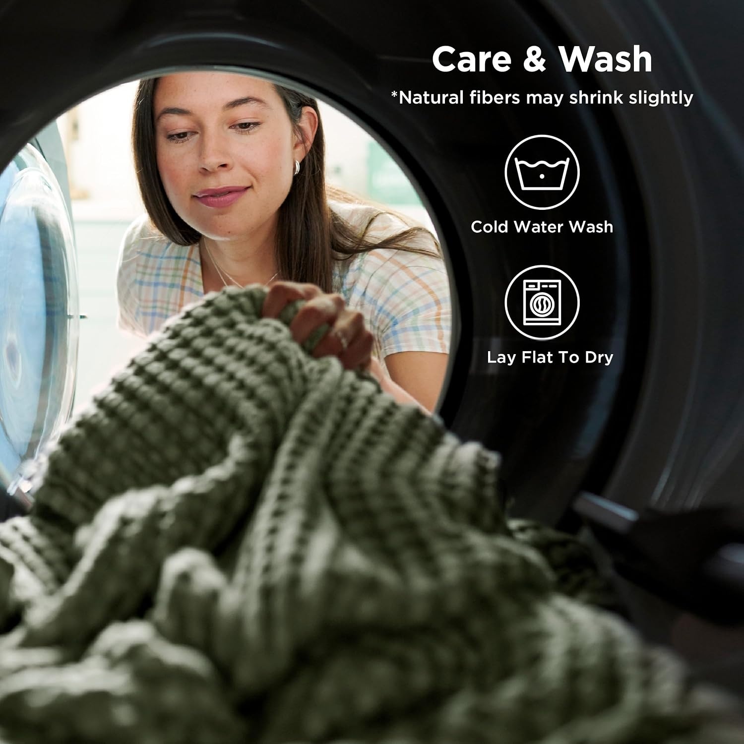 image:imageBedsure Cooling Cotton Waffle Full Size Blanket Lightweight Breathable Blanket of Rayon Derived from Bamboo for Hot Sleepers Luxury Throws for Bed Couch and Sofa Ivory 80x90 InchesOlive Green