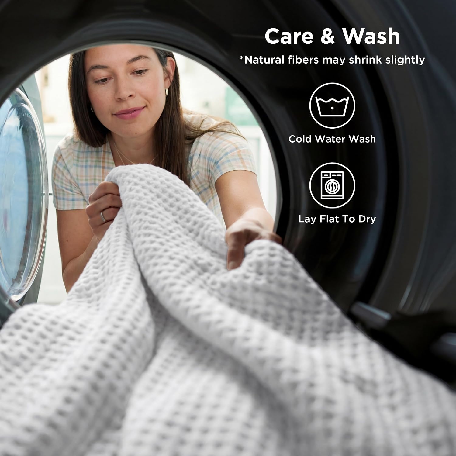 image:imageBedsure Cooling Cotton Waffle Full Size Blanket Lightweight Breathable Blanket of Rayon Derived from Bamboo for Hot Sleepers Luxury Throws for Bed Couch and Sofa Ivory 80x90 InchesWhite