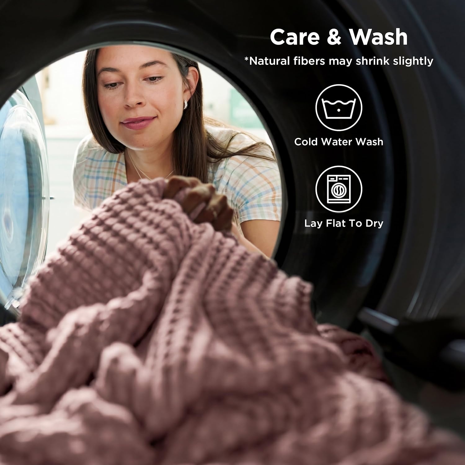 image:imageBedsure Cooling Cotton Waffle Full Size Blanket Lightweight Breathable Blanket of Rayon Derived from Bamboo for Hot Sleepers Luxury Throws for Bed Couch and Sofa Ivory 80x90 InchesLight Pink